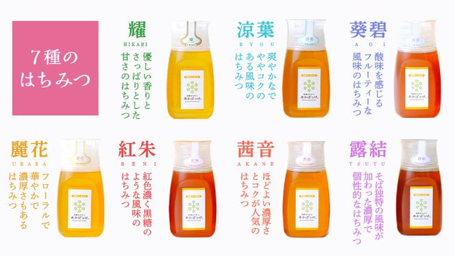 【 数量限定 】田舎はちみつ ボトル 7種 セット [ ピタッとボトルB7 280g ]（ 茨城県共通返礼品： 五霞町 ） 季節で移ろう 生ハチミツ 蜂蜜 非加熱 茨城県産 国産 天然 純粋 贈答用 [EG007us]