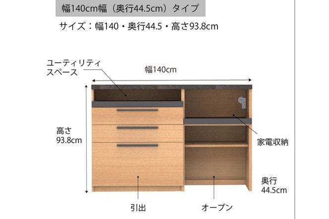 食器棚 カップボード 組立設置 SY-S1400Rカウンター [No.585]
