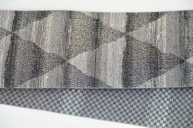 半幅帯　大ウロコ文（グレー）*リバーシブル幅約15.2cm×長さ約420cm　FY00099