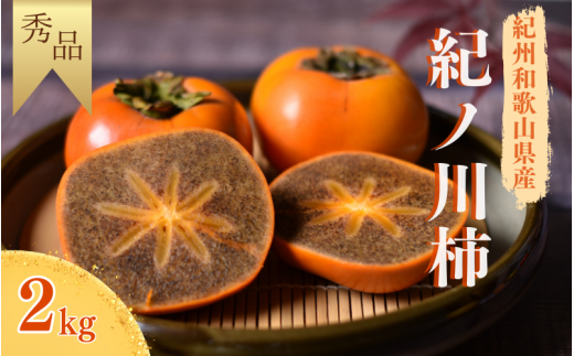 [先行予約][秀品]2L~4Lサイズおまかせ 紀美野町産 紀ノ川柿 約2kg[2025年10月中旬〜11月上旬に順次発送致します。]/ 和歌山県 紀美野町 種なし カキ 柿 甘い 美味しい 2kg[