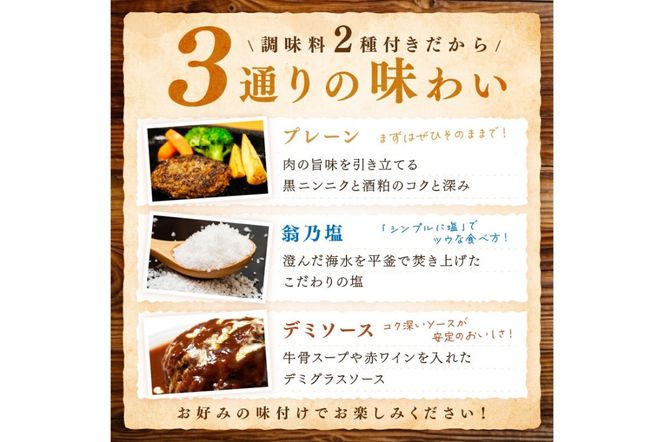 <定期便・隔月3回>塩で食べるやわらかハンバーグ（デミグラスソース付）　NH00041