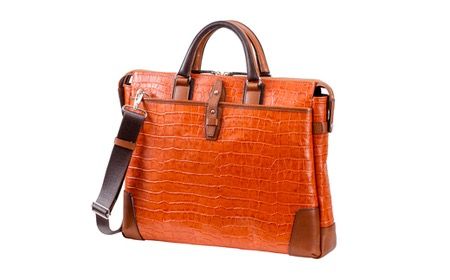 豊岡鞄 craftsmanship クロコ型ブリーフ サンセット 197712 / 木和田正昭商店 クロコダイル調 本革 ブリーフケース ビジネスバッグ メンズ ビジネスカジュアル カバン バッグ A4ファイル収納 手持ち ショルダーベルト付属 2way
