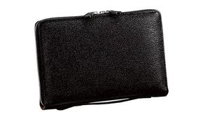 豊岡産鞄 牛革切り目ラウンドポーチ　大（25933-01）黒 / かばん カバン 鞄 バッグ