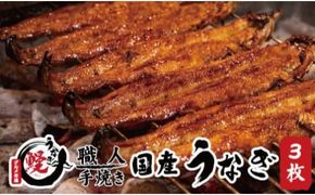 国産うなぎ 蒲焼 備長炭 炭火焼き 紀州職人焼 手焼き 大サイズ３枚(合計約450g)薬味付【紀美野グルメ市場】/【miw104】