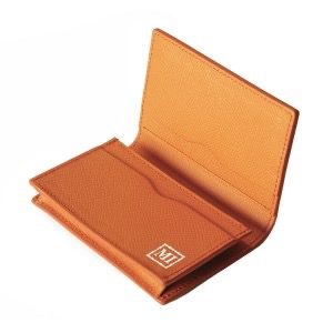 豊岡財布　本革名刺入れ　オレンジ