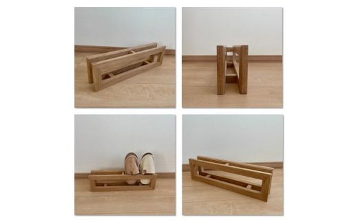 【受注生産】北海道の森から生まれた スリッパラック 1個 北海道産なら材 （ インテリア 家具 日用品 ）【200-0010】