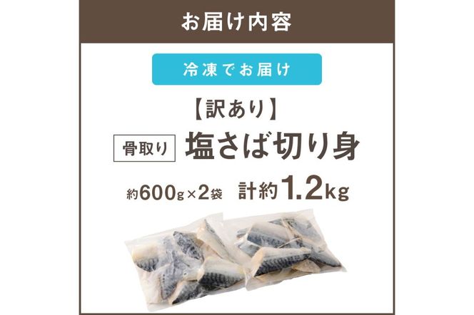 【A2-152】【訳あり】骨取り 塩さば切り身(600gx2袋)