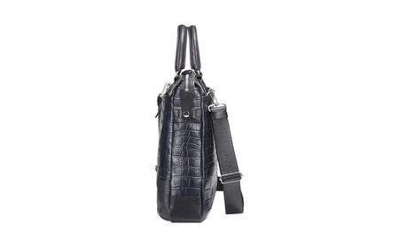 豊岡鞄 craftsmanship クロコ型ブリーフ ミッドナイト 197712 / 木和田正昭商店 クロコダイル調 本革 ブリーフケース ビジネスバッグ メンズ ビジネスカジュアル カバン バッグ A4ファイル収納 手持ち ショルダーベルト付属 2way