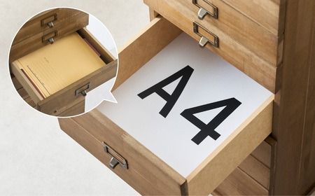 天然木チェスト 9段 A4サイズ ダークブラウン・キャスター・取っ手C(ブロンズハンドル)