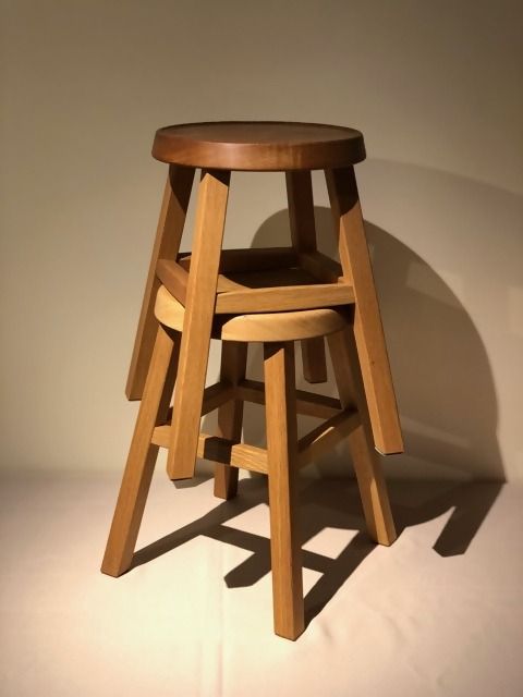  四方転びのサイドテーブル兼用スツール/丸椅子 スツール スタッキング 伝統工法 無垢材【GOOD WOOD WORKS】_HA1546