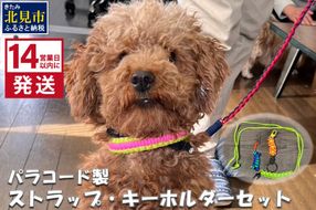 《14営業日以内に発送》パラコード製 ストラップ1個 キーホルダー2個 3点セット ( ペット 犬 小物 わんこ 手作り )【195-0001】