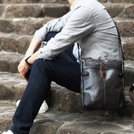 豊岡鞄　帆布PU×皮革ショルダー(24-128) ブラック