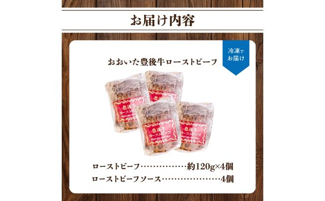 【A07002】おおいた豊後牛のローストビーフ　4個セット（合計約480g）