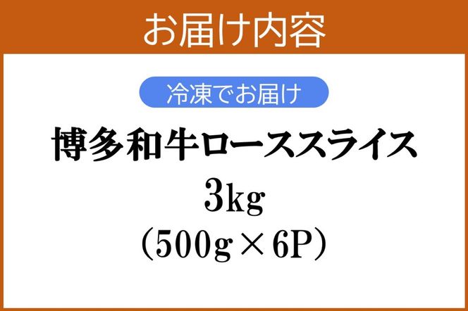 【K-035】プロトン冷凍 博多和牛ローススライス3kg