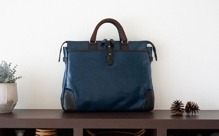 豊岡鞄　帆布ＰＵ×皮革ソフトブリーフ(24-110)　ブルー