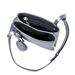 豊岡鞄 Shokolatt ショルダーポーチ 2層式 大 シルバー