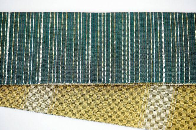 ＜丹後の藤布　遊絲舎＞角帯　藤霞文（緑）*リバーシブル幅約10.2cm×長さ約420cm　FY00102