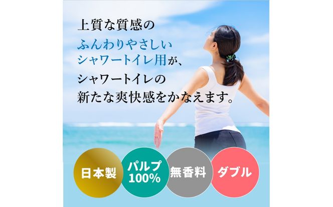 【R18002】ふんわりやさしい 吸水力３倍シャワートイレ用（12ロール×6パック 計 72ロール）ダブル 1ロール25ｍ
