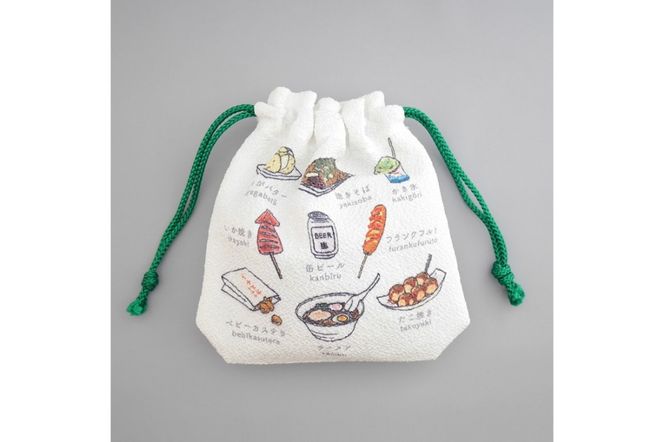 丹後ちりめん　にほんご巾着「yatai（屋台）」 サイズ：約13.5cm×17.5cm　DZ00029-03