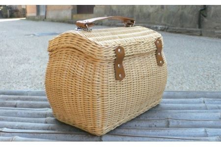 豆バスケット（大）牛革取っ手