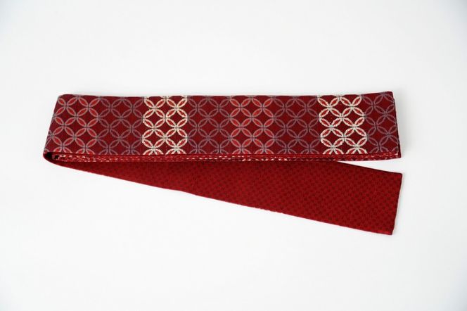 丹後の藤布 角帯「七宝」（赤）　FY00094