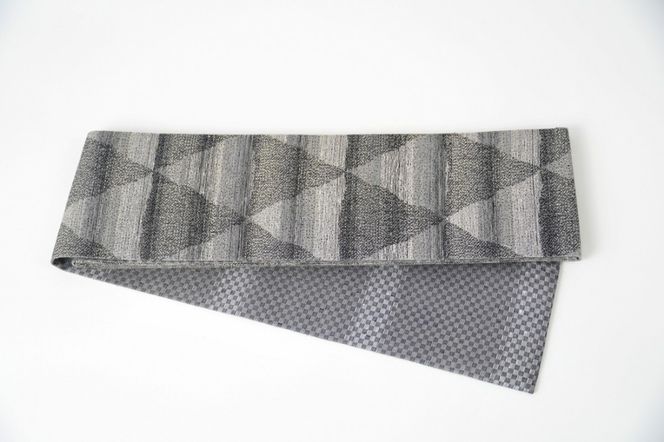半幅帯　大ウロコ文（グレー）*リバーシブル幅約15.2cm×長さ約420cm　FY00099