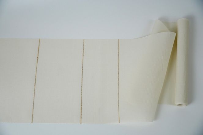 ＜丹後の藤布　遊絲舎＞八寸名古屋帯　「すかし麻の葉」（白）選べるお仕立て　FY00105