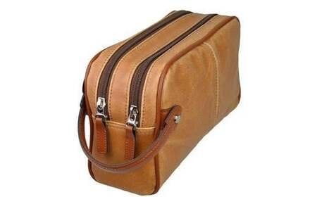 Ａハワード　天Ｗファスナー手付ポーチ（25815-10） キャメル