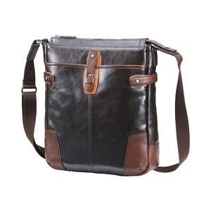 豊岡鞄　帆布PU×皮革ショルダー(24-129) チョコ