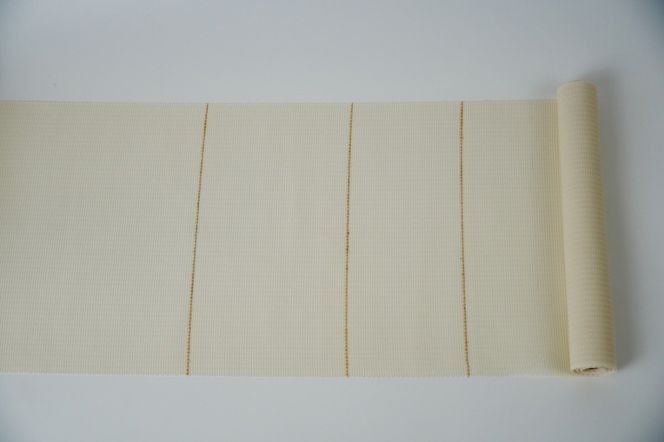 ＜丹後の藤布　遊絲舎＞八寸名古屋帯　「すかし市松文」（白）選べるお仕立て　FY00106