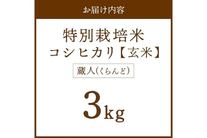令和8年産 特別栽培米コシヒカリ 蔵人（くらんど） 玄米3kg　GF00018