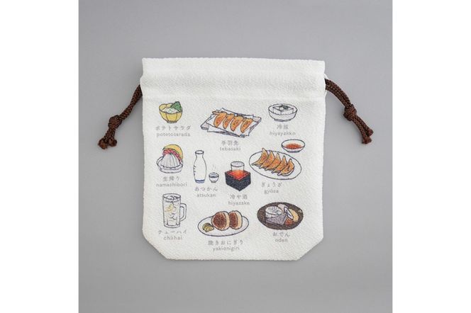 丹後ちりめん　にほんご巾着「izakaya（居酒屋）」 サイズ：約13.5cm×17.5cm　DZ00029-02
