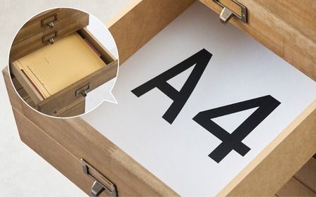 天然木チェスト 7段 A4サイズ アイボリーホワイト・キャスター・取っ手B(メタルアンティーク)