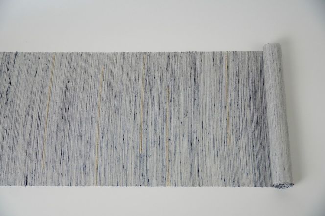 ＜丹後の藤布　遊絲舎＞八寸名古屋帯　「藤八本」（白地に紺絣）選べるお仕立て　FY00109