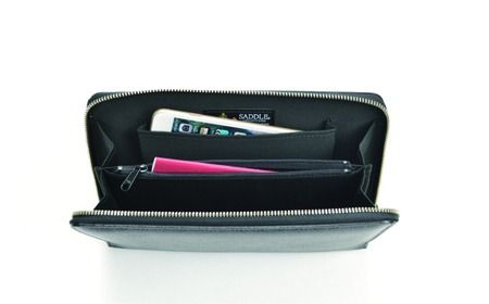 豊岡産鞄 牛革切り目ラウンドポーチ　大（25933-01）黒 / かばん カバン 鞄 バッグ