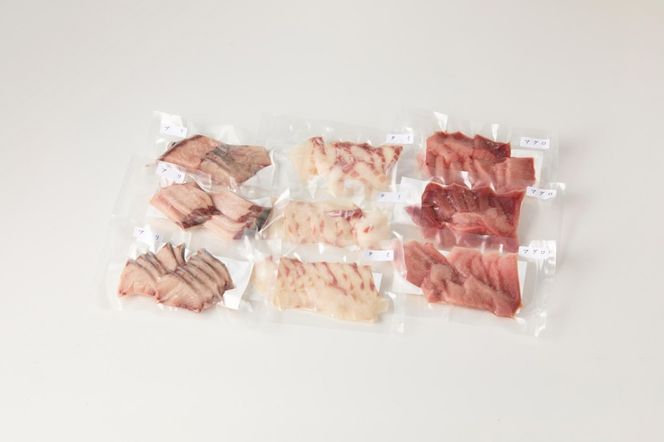 お任せ刺身3種盛り合わせ（3種類×10切れ小分け×3パック）　TB00033