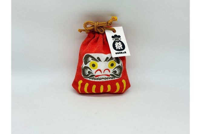 丹後ちりめん 祭巾着（だるま） サイズ：約17cm×13cm　	DZ00027-02