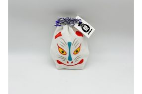 丹後ちりめん 祭巾着（きつね） サイズ：約17cm×13cm　DZ00027-03