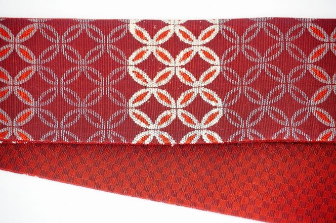 丹後の藤布 角帯「七宝」（赤）　FY00094