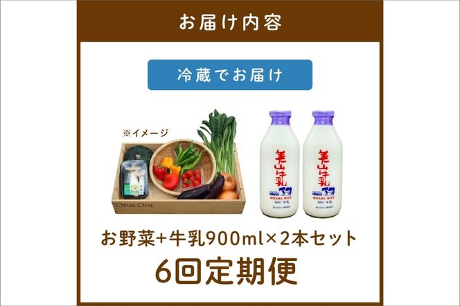 【定期便】合計6回お届け　有機野菜・京野菜の『京都やおよし』のお野菜＆牛乳900ml×2本の詰め合わせ　AA00051