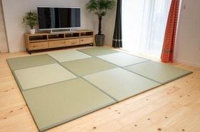 フロアー畳 和紙製畳表 グリーン 9枚 / 畳マット フローリング 畳 畳に敷くだけ 置き畳 インテリア 国産 和室 洋室 リフォーム 畳みマット フローリング畳 おしゃれ 高耐久 滑り止め【株式会社植村畳】