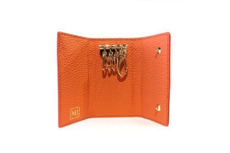 豊岡財布 三つ折りキーケース ドイツ製高級皮革使用 オレンジ