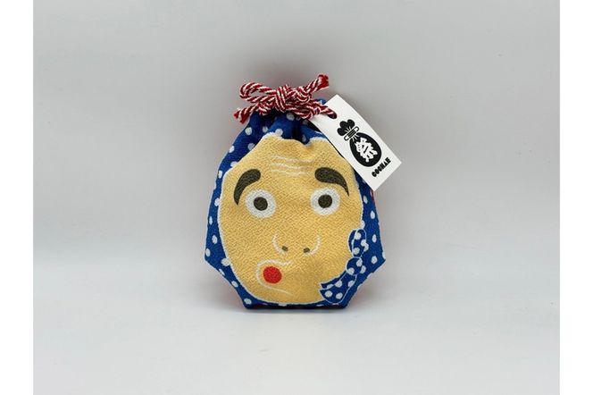 丹後ちりめん 祭巾着（ひょっとこおかめ） サイズ：約17cm×13cm　DZ00027-01