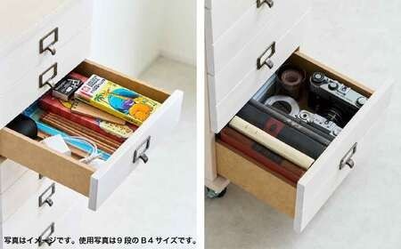 天然木チェスト 6段 A4サイズ アイボリーホワイト・キャスター・取っ手C(ブロンズハンドル)