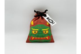 丹後ちりめん 祭巾着（おに） サイズ：約17cm×13cm　DZ00027-06