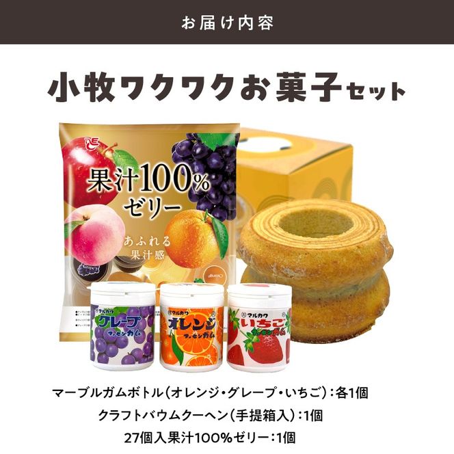 小牧ワクワクお菓子セット［134T17］　ゼリー　バウムクーヘン　ガム　詰め合わせ　小牧市政70周年記念