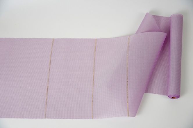 ＜丹後の藤布　遊絲舎＞八寸名古屋帯　「すかし麻の葉」（うす紫）選べるお仕立て　FY00104