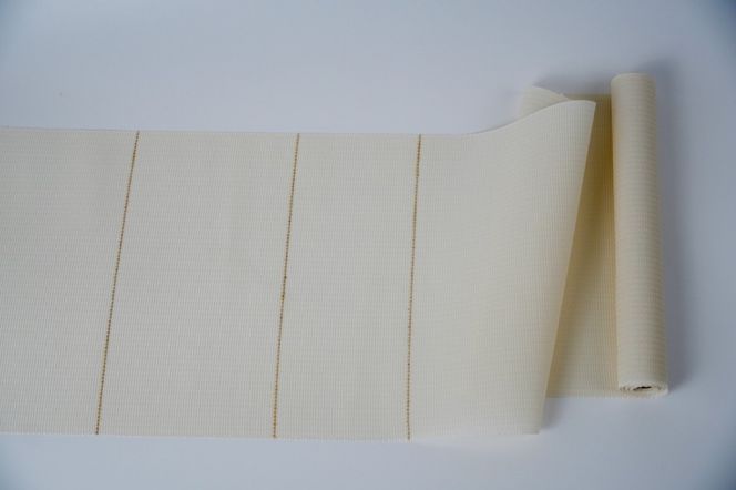 ＜丹後の藤布　遊絲舎＞八寸名古屋帯　「すかし市松文」（白）選べるお仕立て　FY00106