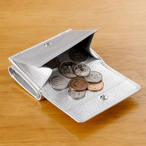 豊岡財布 Colors三つ折りウォレット AW500 シルバー / 小銭入れ カードケース ミニマル 財布 サイフ 革小物 本革 メンズ レディース