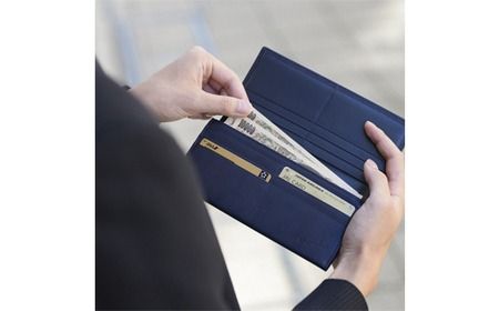 豊岡財布 craftsmanship AI（藍）Jacket Wallet Long CW010 勝色 / 財布 長財布 ロングウォレット メンズ レディース 牛皮革 本革 高級 おしゃれ ビジネス 本藍染め ネイビー